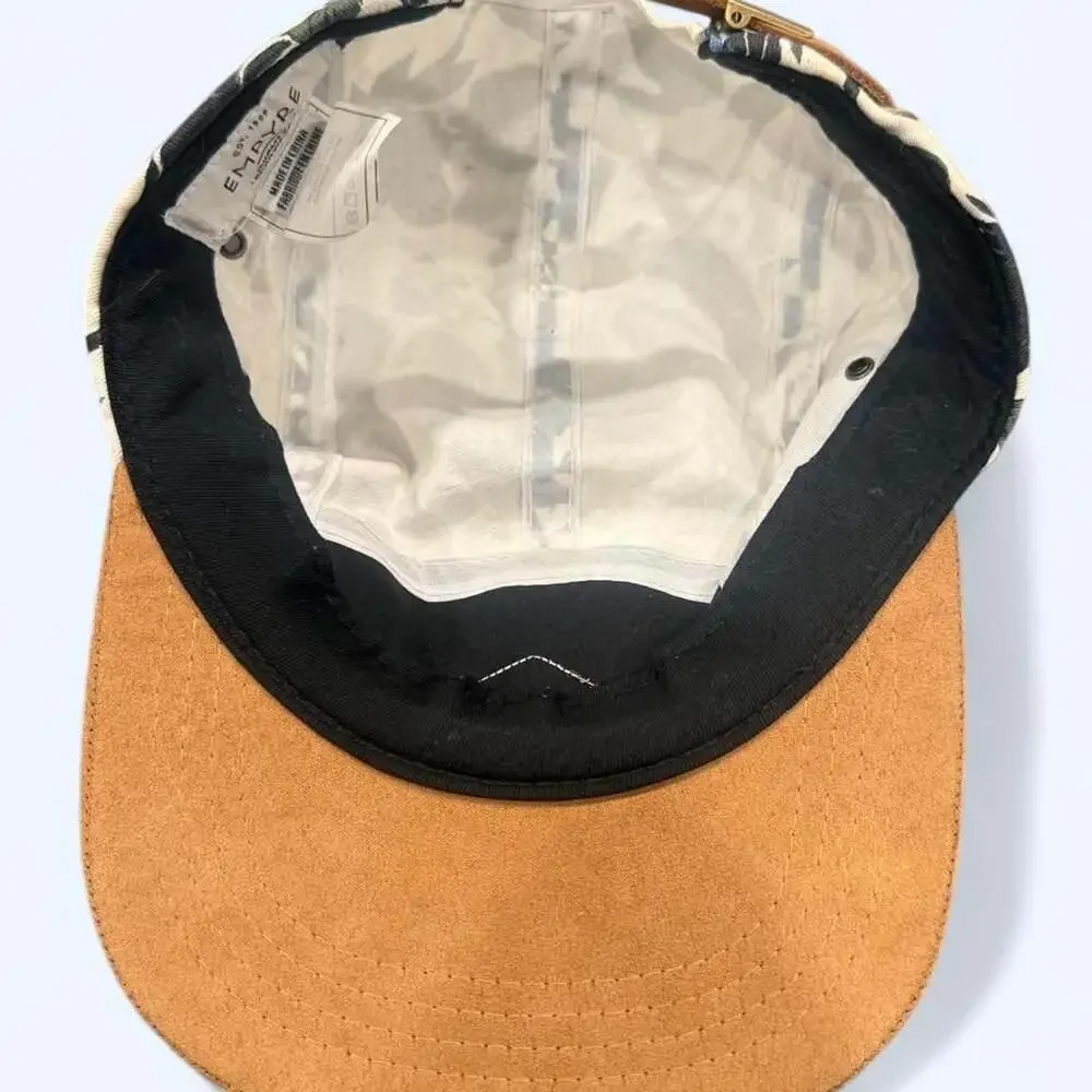 Empyre Blue Rose Floral 5-Panel Hat with Tan Suede Brim